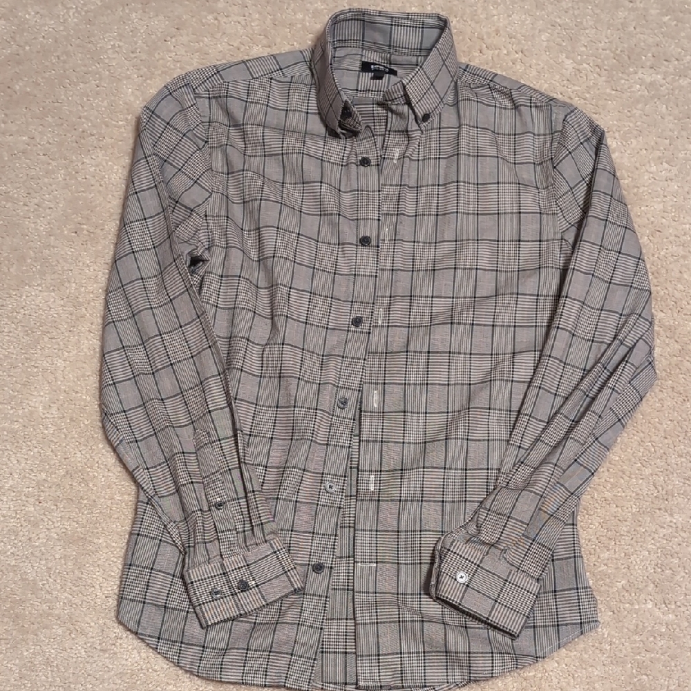 Express Brown and Black Plaid Casual Shirt